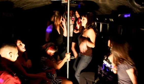 partying on the bus